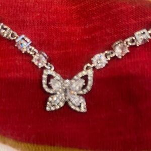 Marchesa Silver Crystal Butterfly Necklace